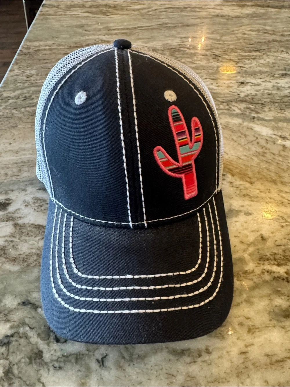 Ariat Kids Black Trucker Hat with Multicolor Cactus Patch